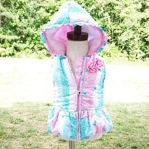 Girls Peplum Hooded Vest Jacket 12m Pink, Teal, Purple. By Kids Headquarters